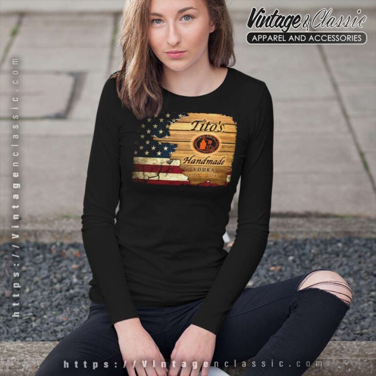American Flag Titos Handmade Vodka Long Sleeve Tee American Flag Titos Handmade Vodka Long Sleeve Tee