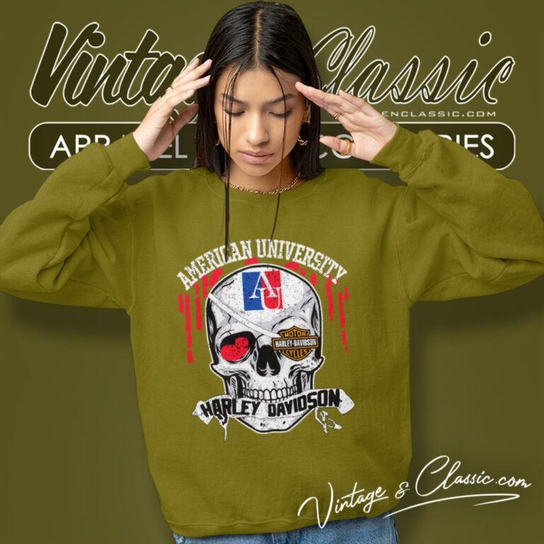 American University Harley Davidson Skull Sweatshirt American University Harley Davidson Skull Sweatshirt