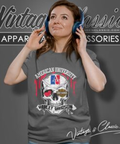 American University Harley Davidson Skull Women T Shirt