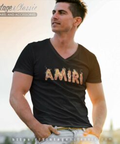 Amiri Flame Logo V Neck TShirt