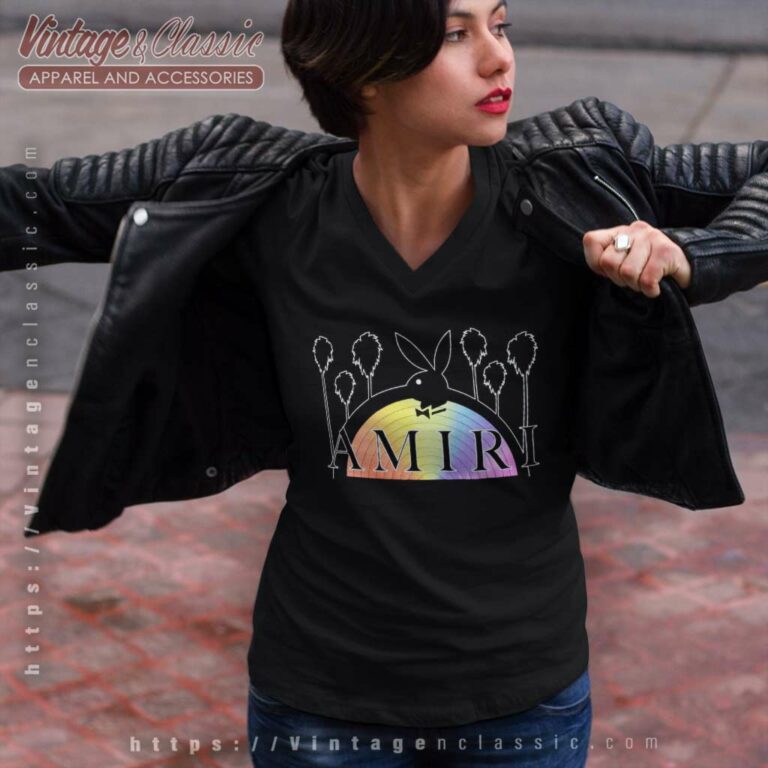 Amiri Playboy Rainbow V Neck TShirt Amiri Playboy Rainbow V Neck TShirt