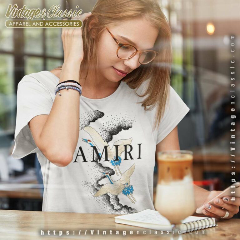 Amiri Shirt Crane Bird Graphic Women TShirt Amiri Shirt Crane Bird Graphic Women TShirt