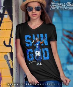 Amon Ra St Brown Detroit Lions Sun God Signature V Neck TShirt