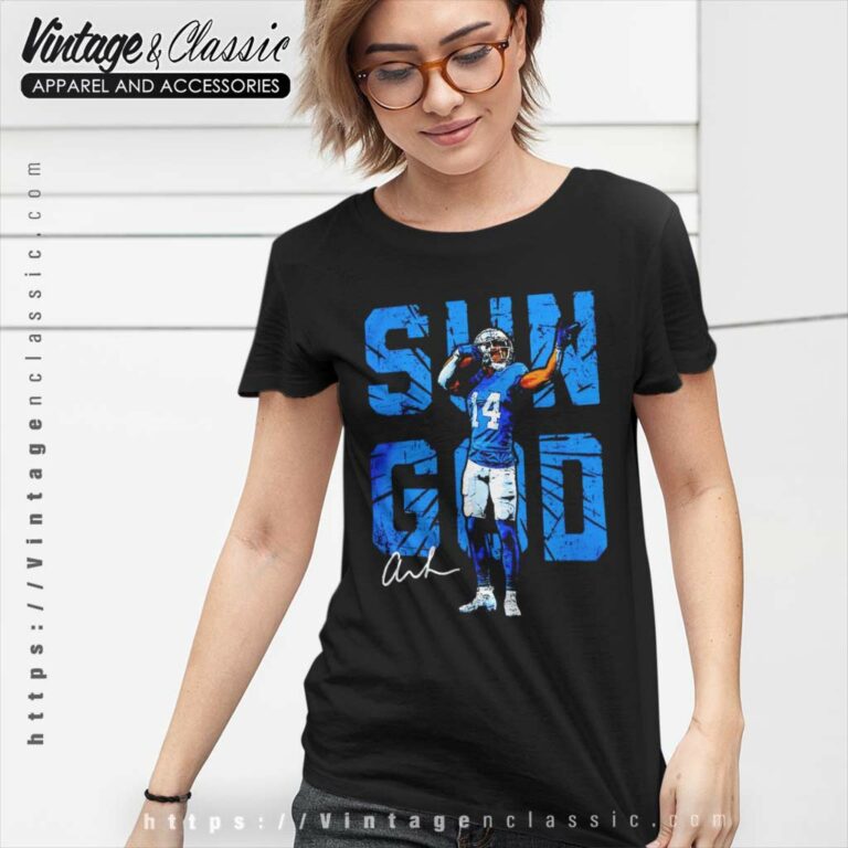 Amon Ra St Brown Detroit Lions Sun God Signature Women TShirt Amon Ra St Brown Detroit Lions Sun God Signature Women TShirt