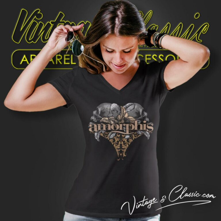 Amorphis Skulls V Neck TShirt 1 Amorphis Skulls V Neck TShirt 1