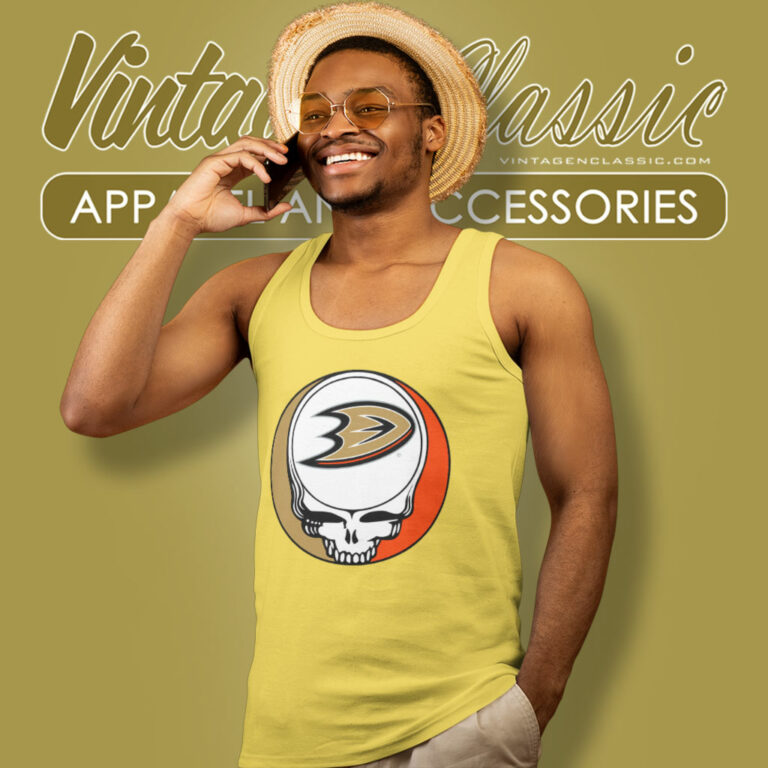 Anaheim Ducks Grateful Dead Steal Your Face Tank Top Racerback Anaheim Ducks Grateful Dead Steal Your Face Tank Top Racerback