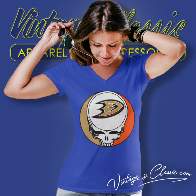 Anaheim Ducks Grateful Dead Steal Your Face V Neck TShirt Anaheim Ducks Grateful Dead Steal Your Face V Neck TShirt