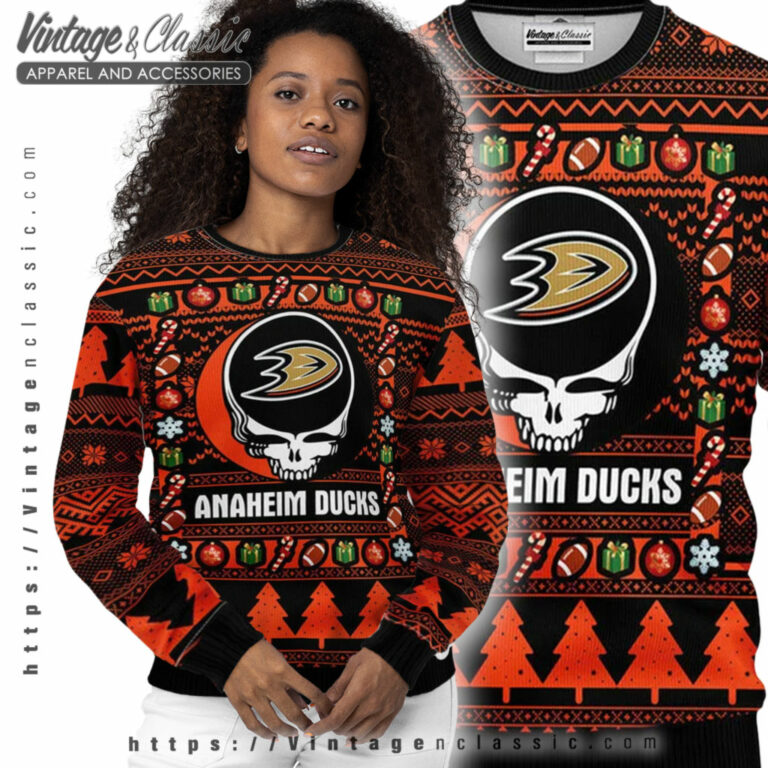 Anaheim Ducks Grateful Dead Ugly Sweater Women Ugly Sweater Anaheim Ducks Grateful Dead Ugly Sweater Women Ugly Sweater