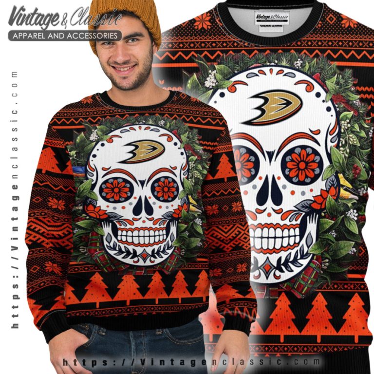 Anaheim Ducks Skull Ugly Christmas Sweater Ugly Sweater Anaheim Ducks Skull Ugly Christmas Sweater Ugly Sweater