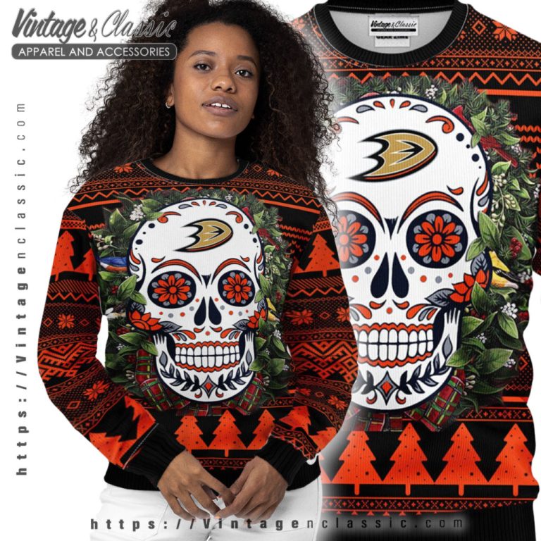Anaheim Ducks Skull Ugly Christmas Sweater Women Ugly Sweater Anaheim Ducks Skull Ugly Christmas Sweater Women Ugly Sweater
