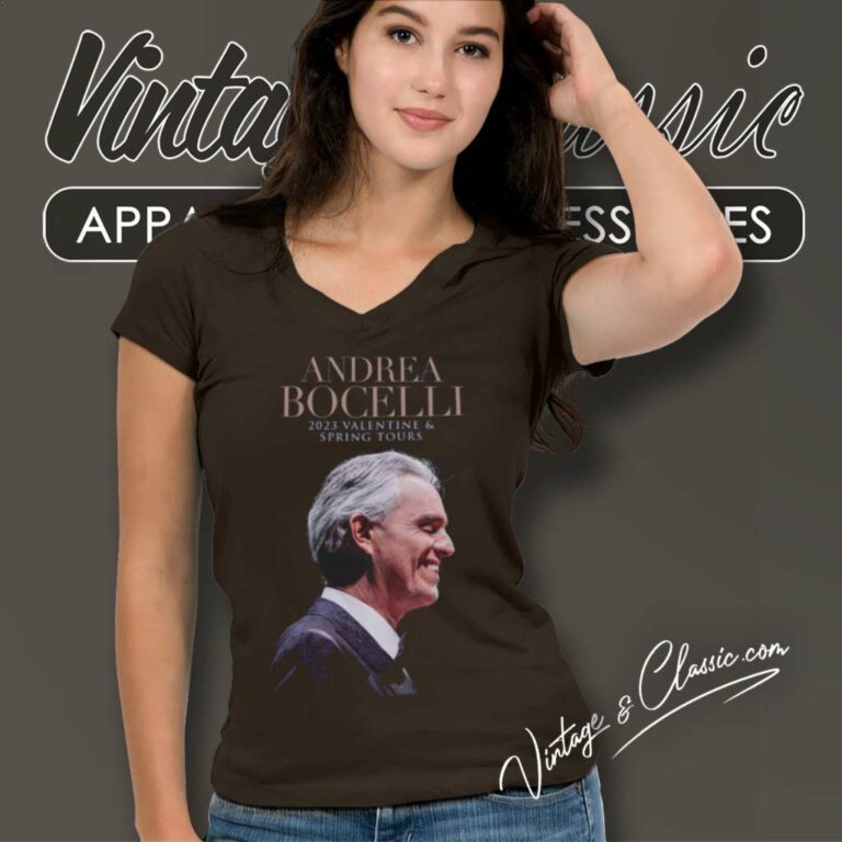 Andrea Bocelli 2023 Shirt Valentine And Spring Tours V Neck TShirt Andrea Bocelli 2023 Shirt Valentine And Spring Tours V Neck TShirt