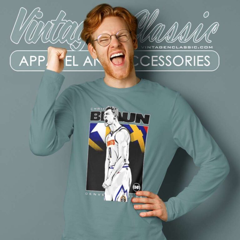 Andrew Justin Christian Braun Denver Nuggets Long Sleeve Tee Andrew Justin Christian Braun Denver Nuggets Long Sleeve Tee