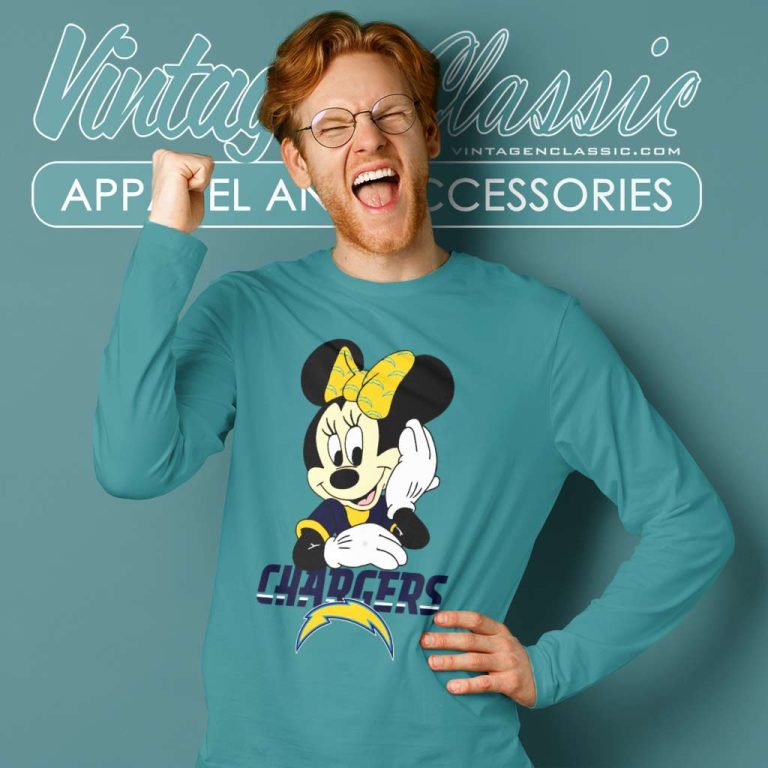 Angeles Chargers American Football Team Minnie Mouse Long Sleeve Tee Angeles Chargers American Football Team Minnie Mouse Long Sleeve Tee