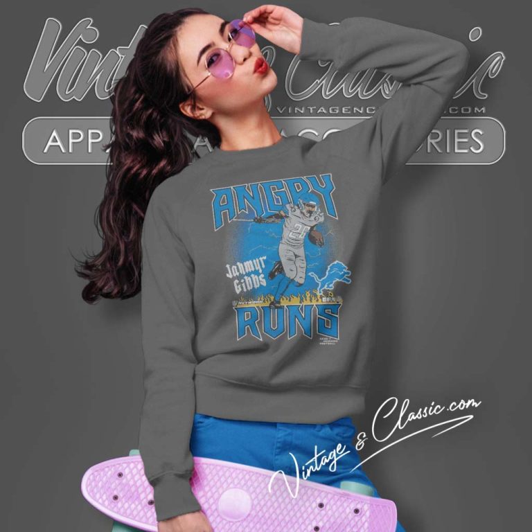 Angry Runs Lions Jahmyr Gibbs Nfl Sweatshirt Angry Runs Lions Jahmyr Gibbs Nfl Sweatshirt