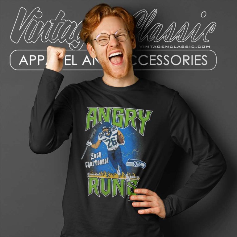 Angry Runs Seahawks Zach Charbonnet Nfl Long Sleeve Tee Angry Runs Seahawks Zach Charbonnet Nfl Long Sleeve Tee