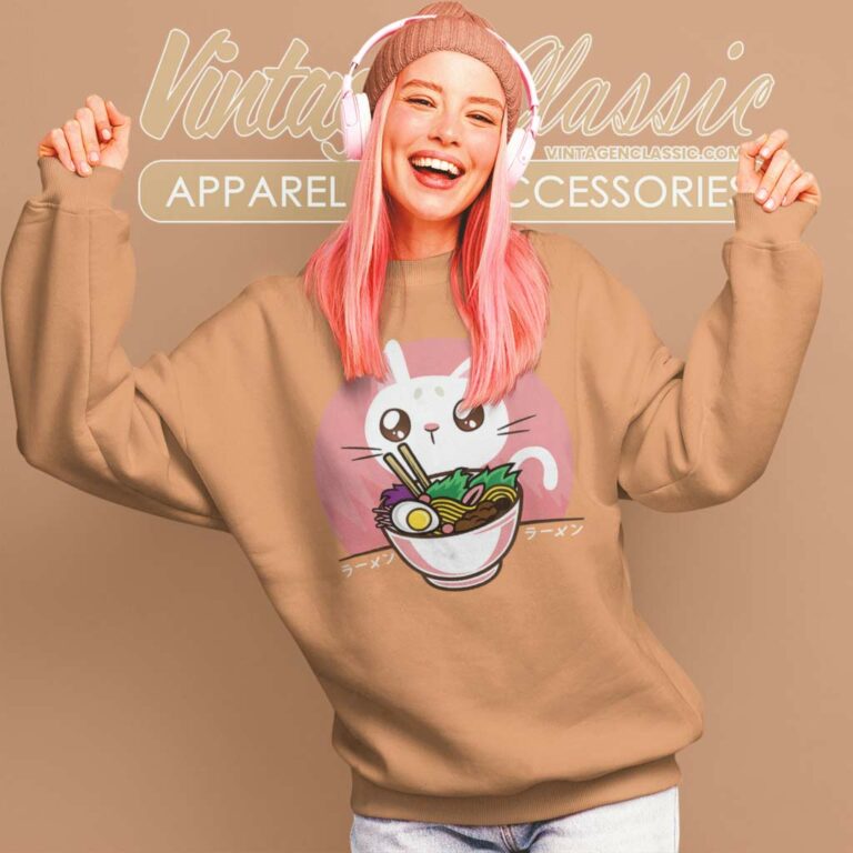 Anime Japanese Noodles Cat Sweatshirt Anime Japanese Noodles Cat Sweatshirt