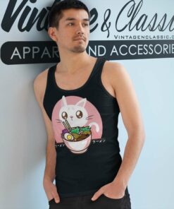 Anime Japanese Noodles Cat Tank Top Racerback