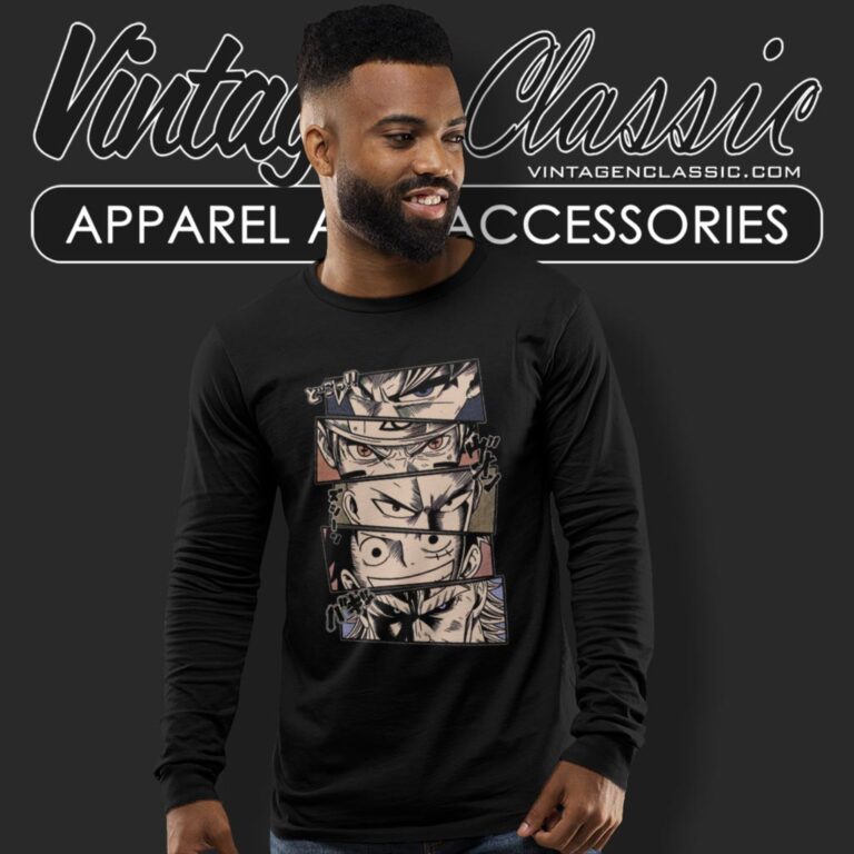 Anime Legends Goku Naruto Saitama Luffy Might Long Sleeve Tee Anime Legends Goku Naruto Saitama Luffy Might Long Sleeve Tee