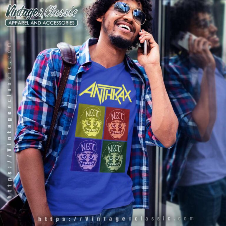 Anthrax Exclusive Not Man Pop Art V Neck TShirt Anthrax Exclusive Not Man Pop Art V Neck TShirt