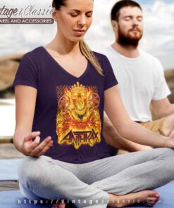 Anthrax Flames Tour Cityback V Neck TShirt