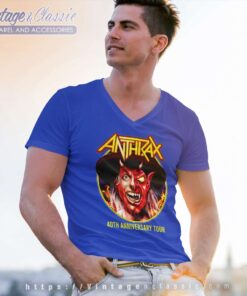 Anthrax Preacher Devil V Neck TShirt