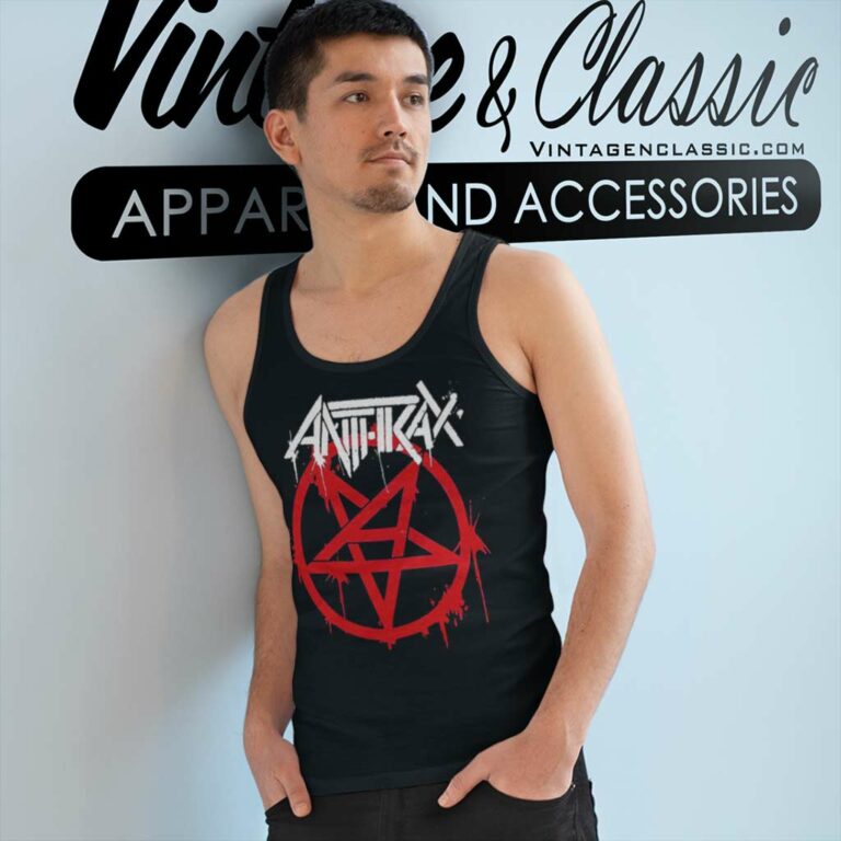 Anthrax Red And White Logo Tank Top Racerback Anthrax Red And White Logo Tank Top Racerback