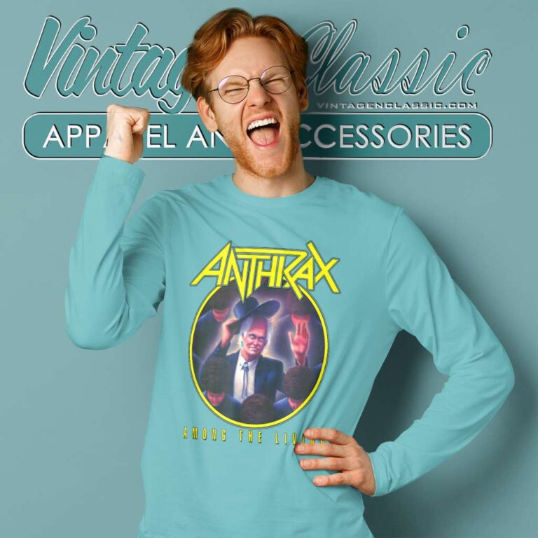 Anthrax Shirt Album Among The Living Yellow Logo Long Sleeve Tee Anthrax Shirt Album Among The Living Yellow Logo Long Sleeve Tee