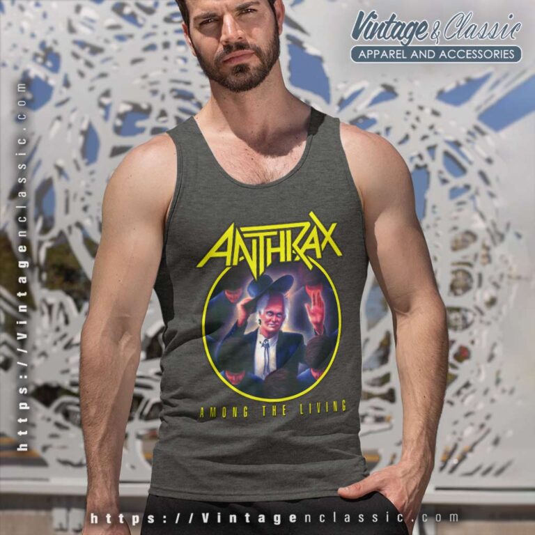 Anthrax Shirt Album Among The Living Yellow Logo Tank Top Racerback Anthrax Shirt Album Among The Living Yellow Logo Tank Top Racerback
