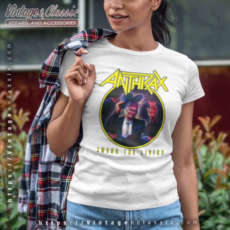Anthrax Shirt Album Among The Living Yellow Logo Women TShirt Anthrax Shirt Album Among The Living Yellow Logo Women TShirt