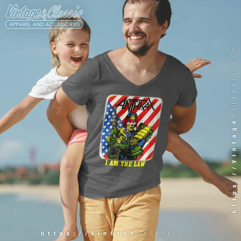 Anthrax Shirt I Am The Law V Neck TShirt Anthrax Shirt I Am The Law V Neck TShirt