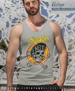 Anthrax Shirt Skull Wearing Not Hat Tank Top Racerback