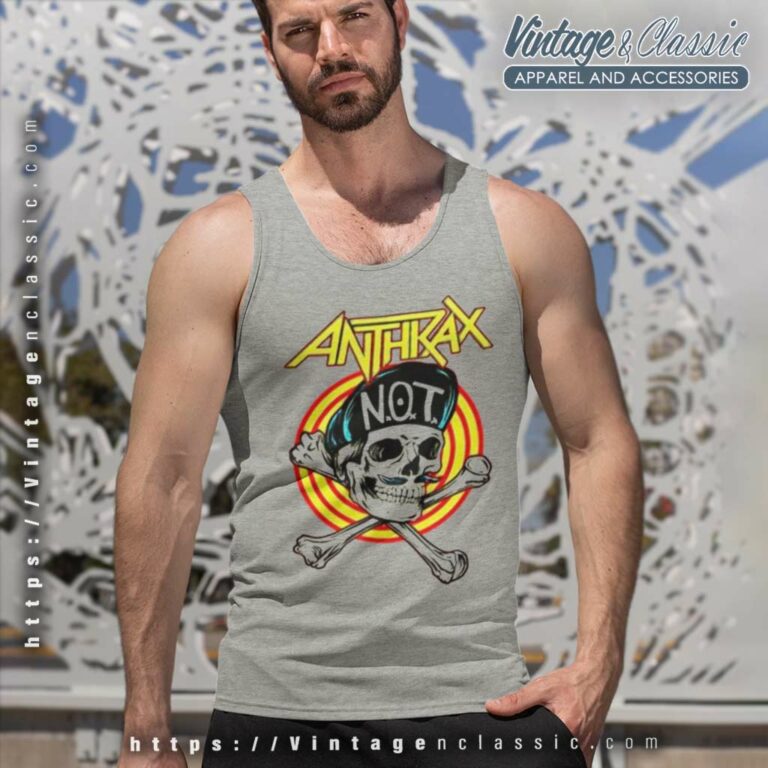 Anthrax Shirt Skull Wearing Not Hat Tank Top Racerback Anthrax Shirt Skull Wearing Not Hat Tank Top Racerback