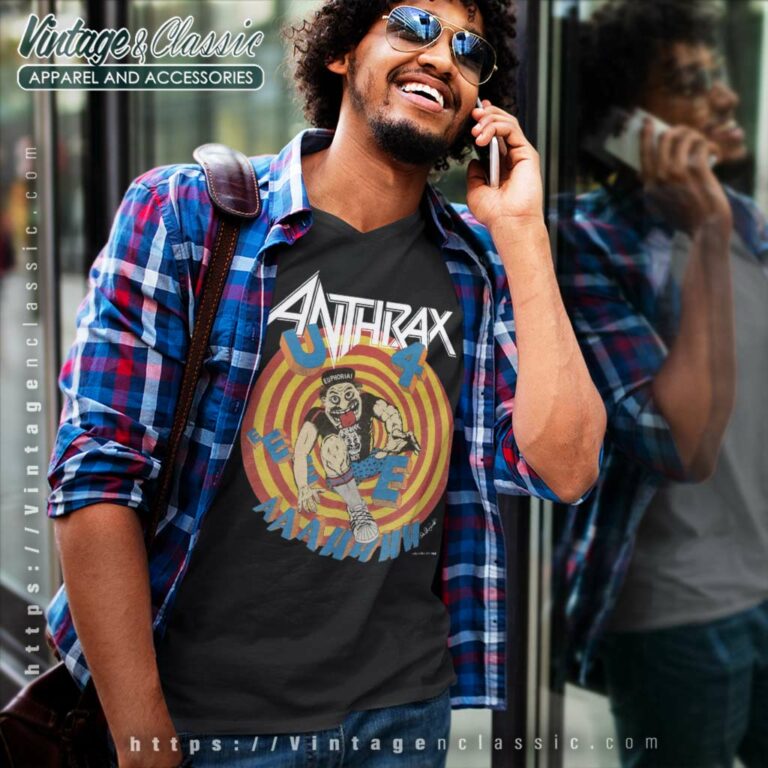 Anthrax U4 Euphoria V Neck TShirt Anthrax U4 Euphoria V Neck TShirt