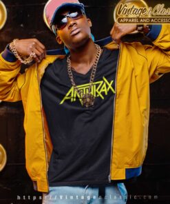 Anthrax Yellow Logo V Neck TShirt 1