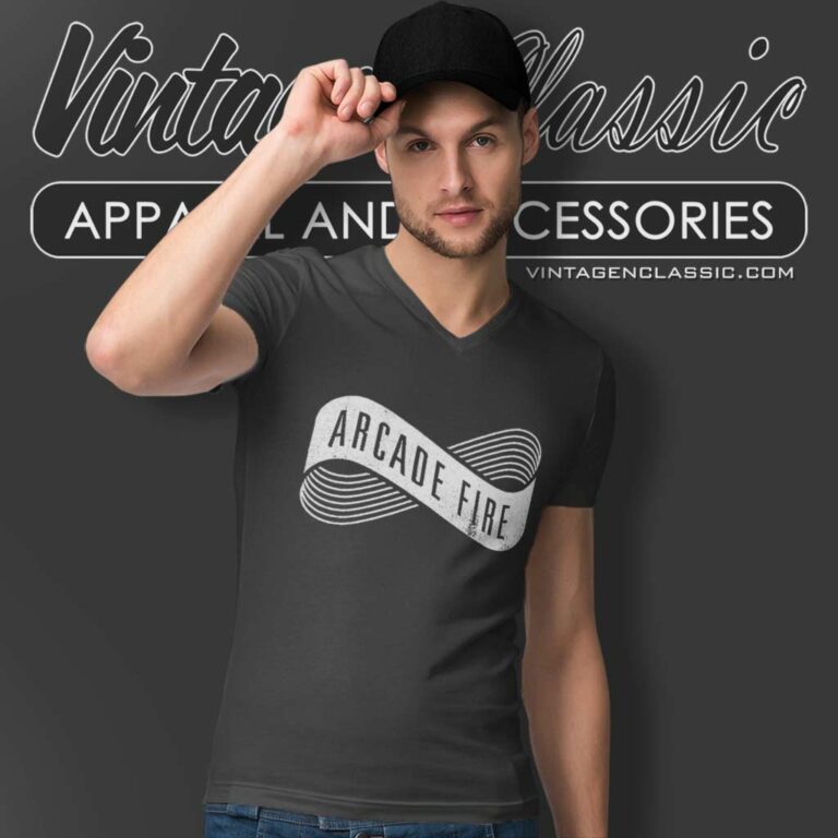 Arcade Fire Logo V Neck TShirt Arcade Fire Logo V Neck TShirt