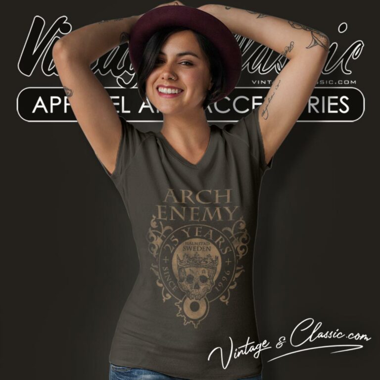 Arch Enemy Shirt 25 Years Pocket Crest V Neck TShirt Arch Enemy Shirt 25 Years Pocket Crest V Neck TShirt