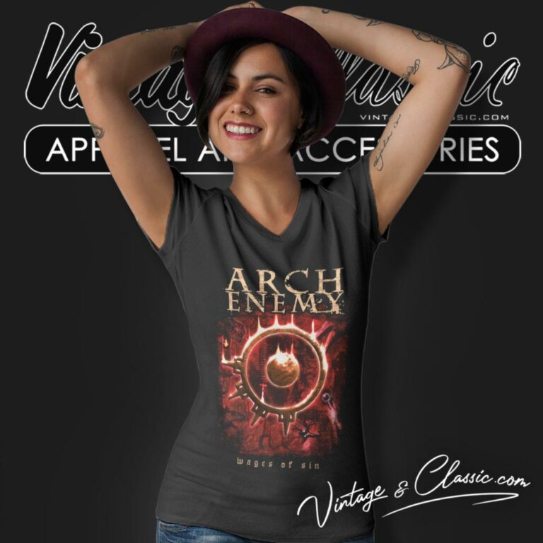 Arch Enemy Shirt Wages Of Sin V Neck TShirt Arch Enemy Shirt Wages Of Sin V Neck TShirt