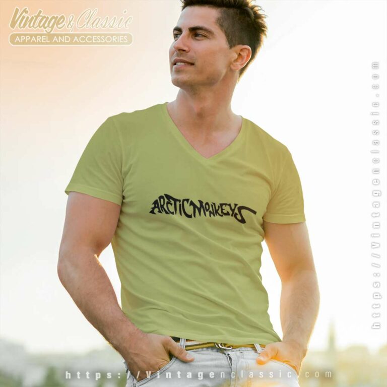 Arctic Monkeys Logo Band V Neck TShirt Arctic Monkeys Logo Band V Neck TShirt