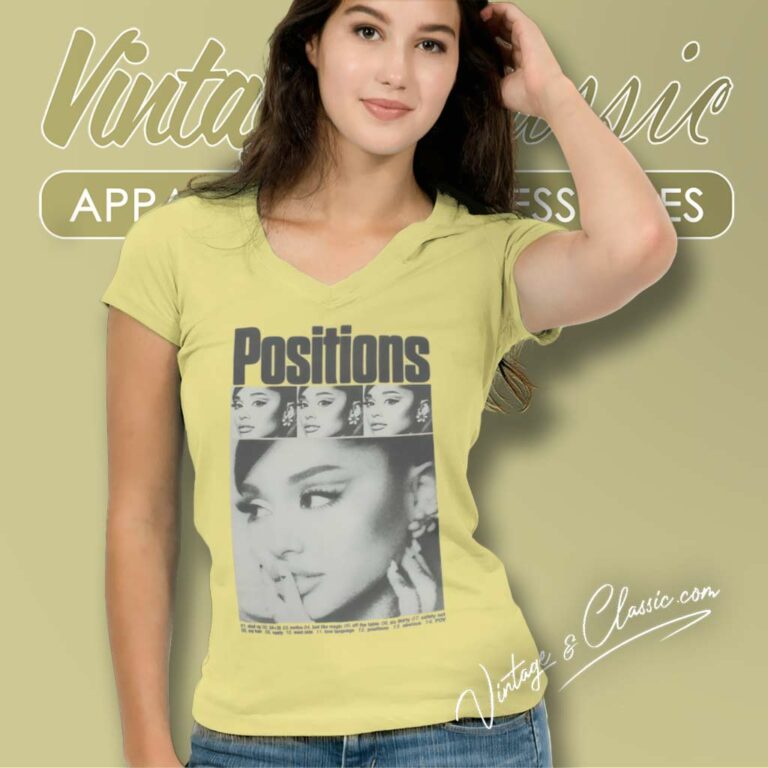 Ariana Grande Positions Rewind V Neck TShirt 1 Ariana Grande Positions Rewind V Neck TShirt 1