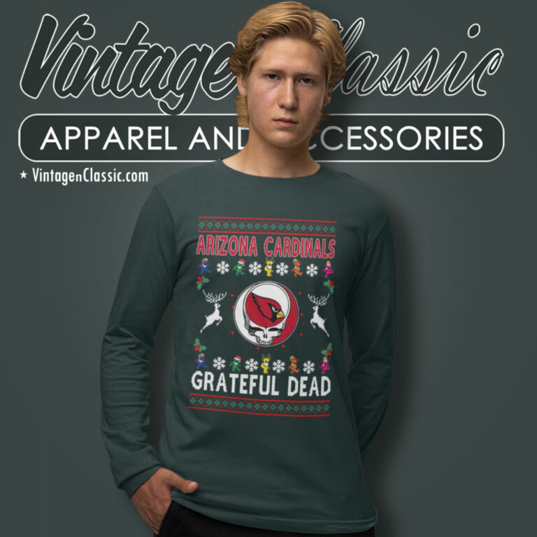 Arizona Cardinals Grateful Dead Ugly Christmas Long Sleeve Tee Arizona Cardinals Grateful Dead Ugly Christmas Long Sleeve Tee