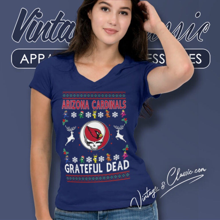 Arizona Cardinals Grateful Dead Ugly Christmas V Neck TShirt Arizona Cardinals Grateful Dead Ugly Christmas V Neck TShirt