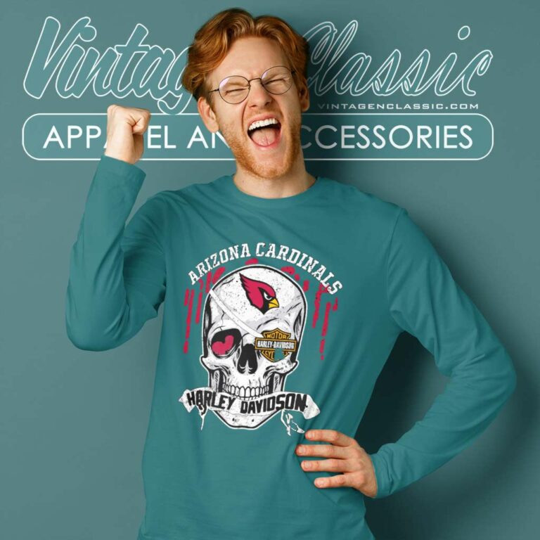 Arizona Cardinals Harley Davidson Skull Long Sleeve Tee Arizona Cardinals Harley Davidson Skull Long Sleeve Tee