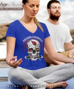 Arizona Cardinals Harley Davidson Skull V Neck TShirt