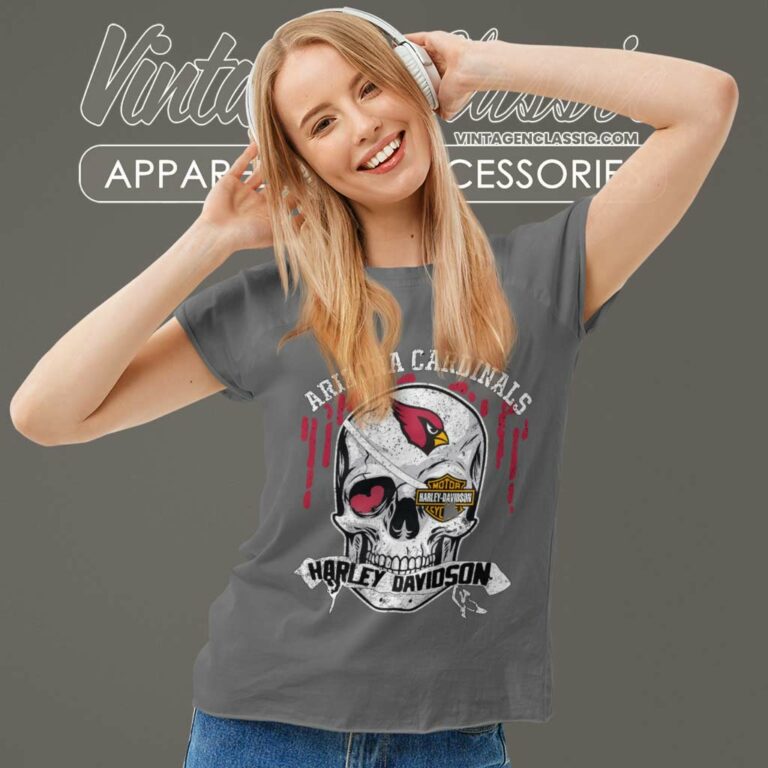 Arizona Cardinals Harley Davidson Skull Women TShirt Arizona Cardinals Harley Davidson Skull Women TShirt