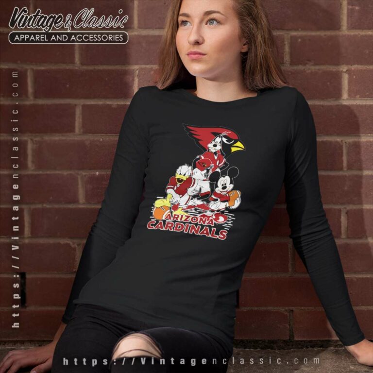 Arizona Cardinals Mickey Mouse Donald Duck Goofy Long Sleeve Tee Arizona Cardinals Mickey Mouse Donald Duck Goofy Long Sleeve Tee