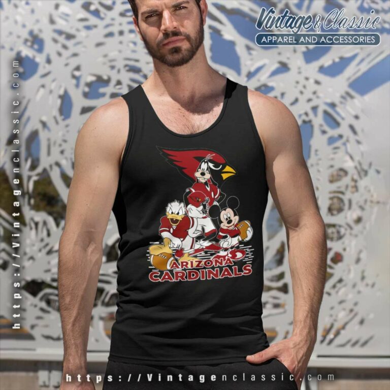 Arizona Cardinals Mickey Mouse Donald Duck Goofy Tank Top Racerback Arizona Cardinals Mickey Mouse Donald Duck Goofy Tank Top Racerback