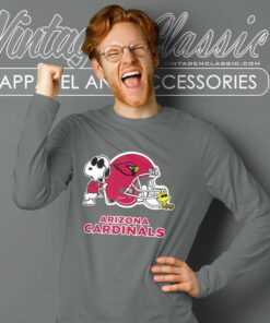 Arizona Cardinals Snoopy And Woodstock Helmet Long Sleeve Tee
