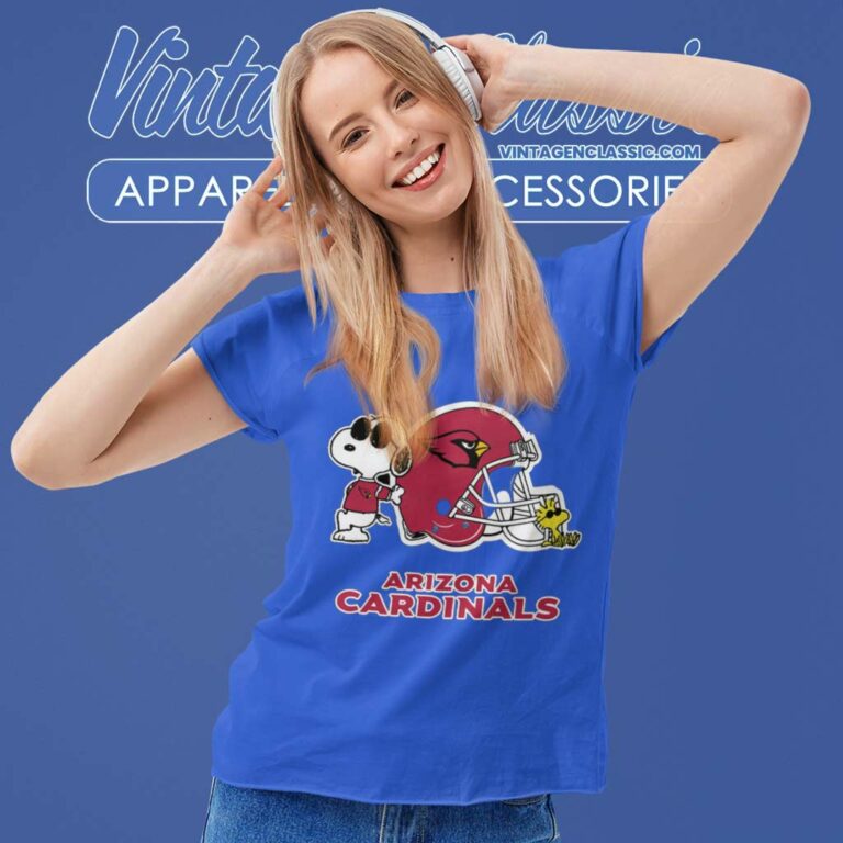 Arizona Cardinals Snoopy And Woodstock Helmet Women TShirt Arizona Cardinals Snoopy And Woodstock Helmet Women TShirt