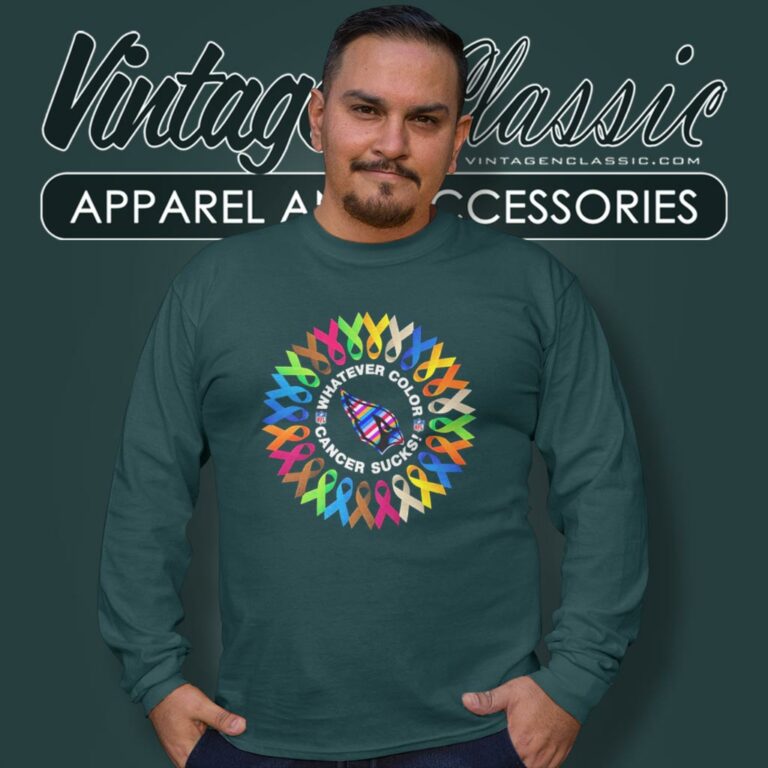 Arizona Cardinals Whatever Color Cancer Sucks Long Sleeve Tee Arizona Cardinals Whatever Color Cancer Sucks Long Sleeve Tee