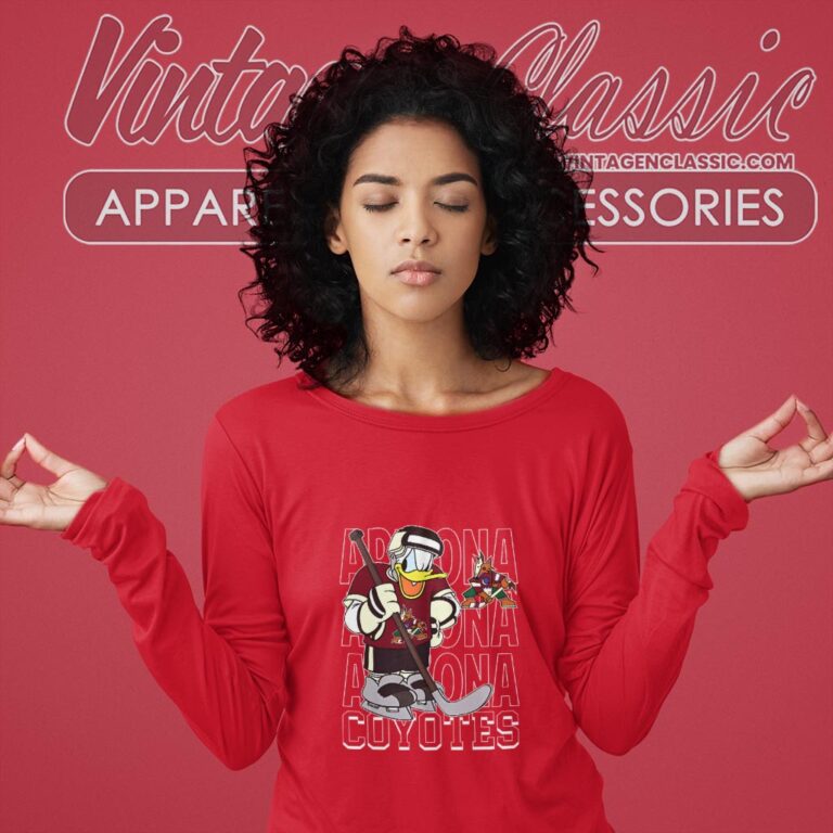 Arizona Coyotes Donald Duck Hockey Shirt Long Sleeve Tee Arizona Coyotes Donald Duck Hockey Shirt Long Sleeve Tee